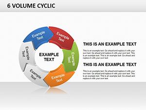 6 Stage Volume Cyclic PowerPoint Charts | Presentation Template