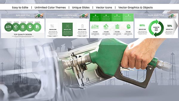 Gasoline Pump Refueling Car PowerPoint Charts - Download Editable Presentation