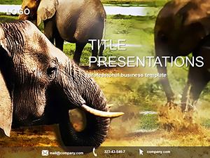 Elephants African Savanna PowerPoint template