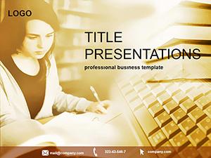 Girl reading a book PowerPoint Template