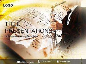 Music Saxophone Lessons PowerPoint Template | Professional Infographic