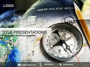 Tourist Map and Compass PowerPoint Template