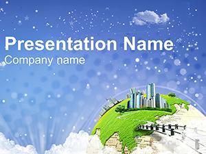 Green World and City PowerPoint template