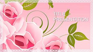 Roses with Greeting PowerPoint template