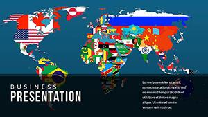 Flags of Countries on World Map PowerPoint Template