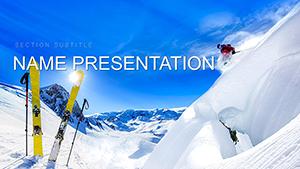 Skiing - ski trails in the mountains PowerPoint template