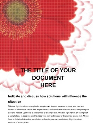 Red Flower Word document template design