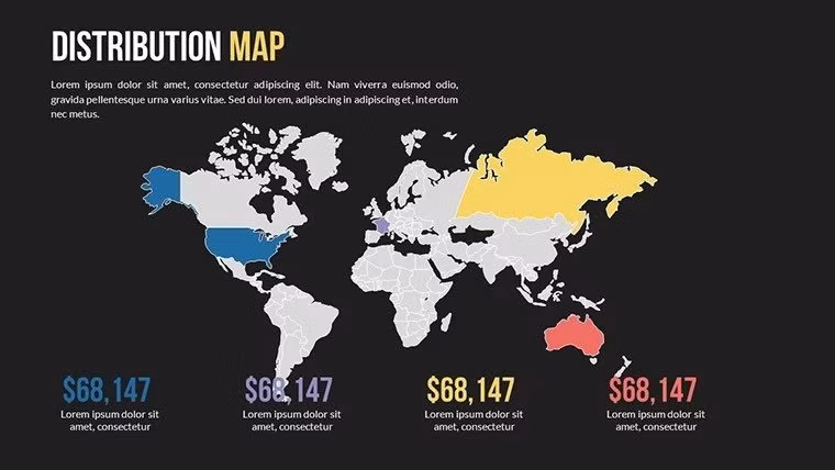 PowerPoint Maps Template for Global Data - Slide Distribution World Infographic PowerPoint Map