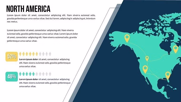Editable World Map PowerPoint Template - Slide Point North America World Countries PowerPoint Maps Templates