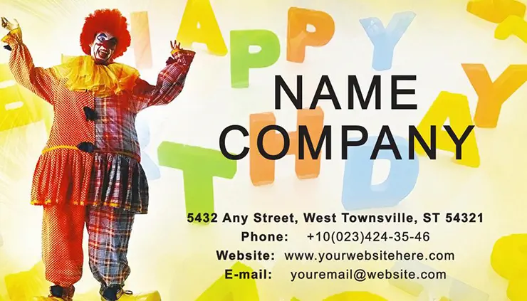 Clown Birthday Business Card Template | Download and Print