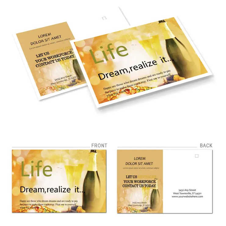 Glass of Champagne Postcard Templates - Download Now