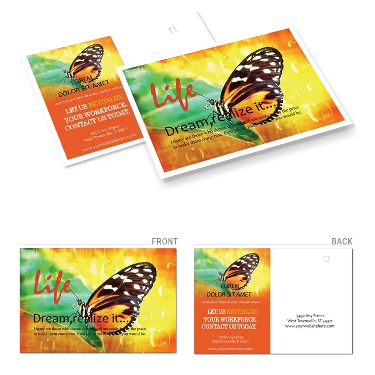 Rare Butterfly Postcard: Template Design for Print and Download