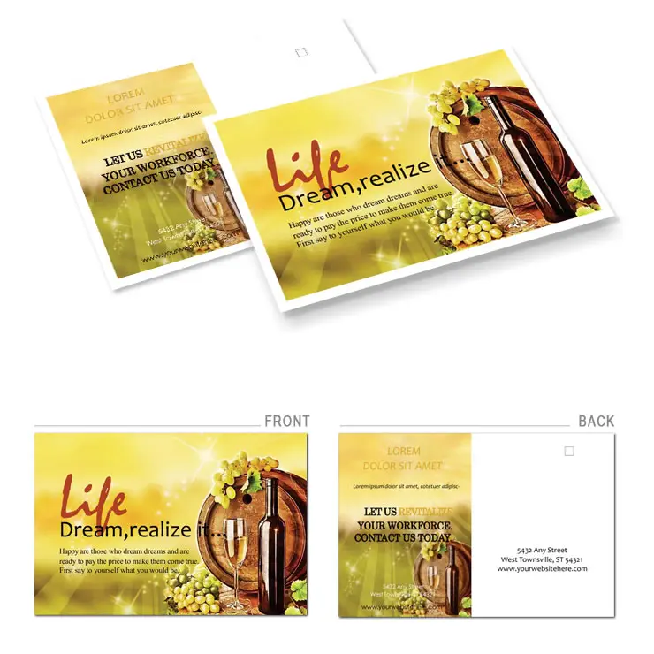 Printing Wine guide Postcards template