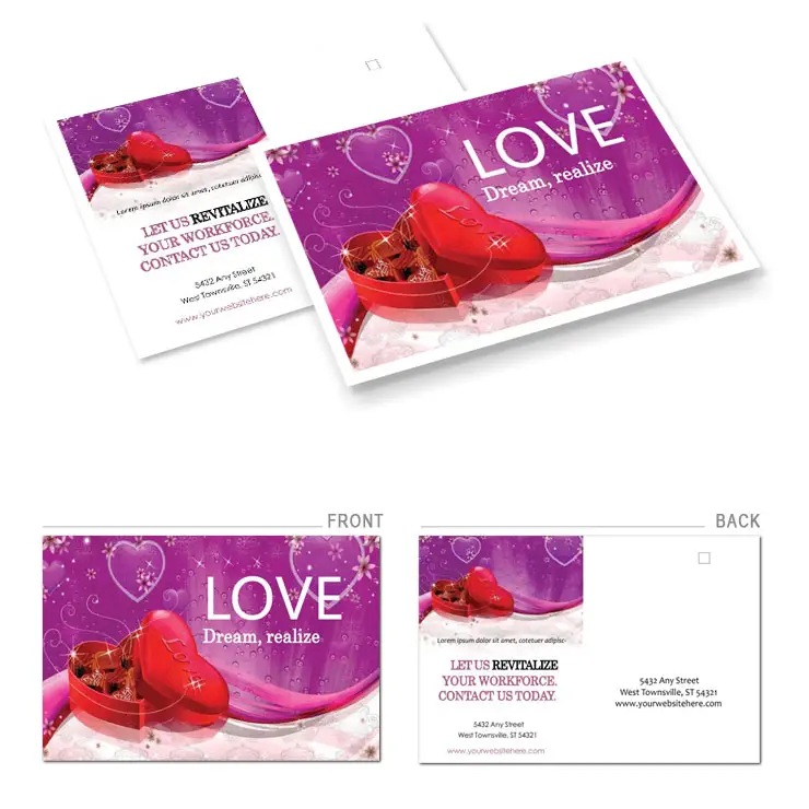 Red heart Postcards template