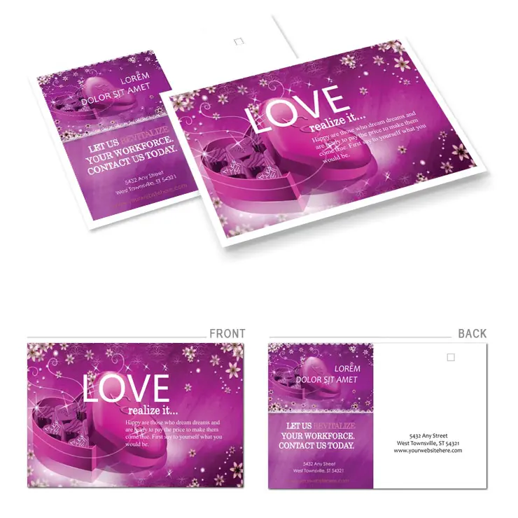 Gift for Valentine Day Postcards template