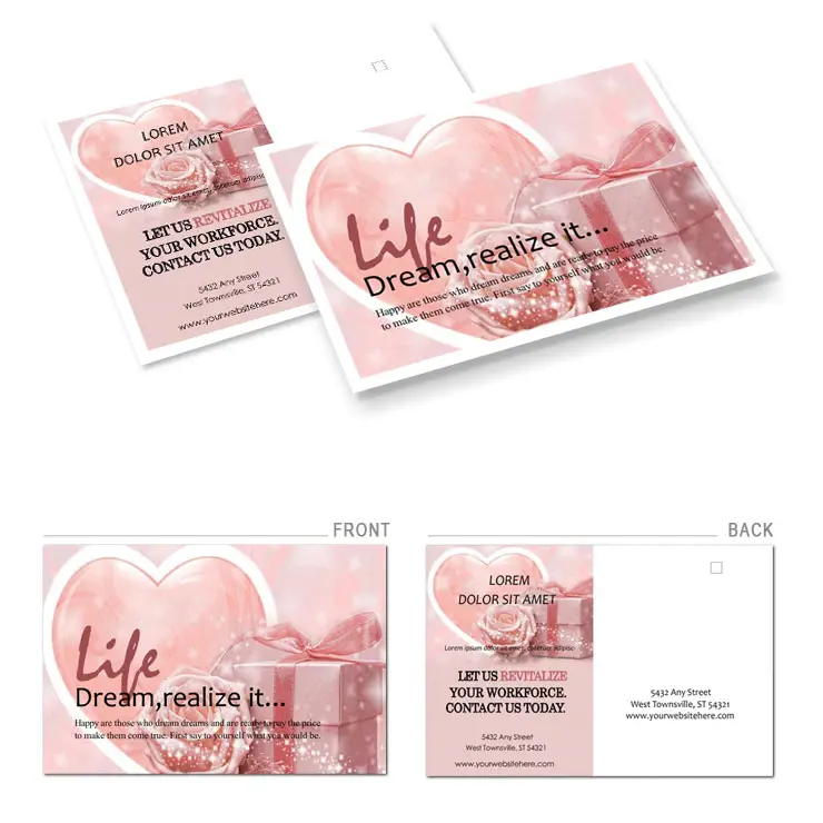 Gift and Heart Postcards template