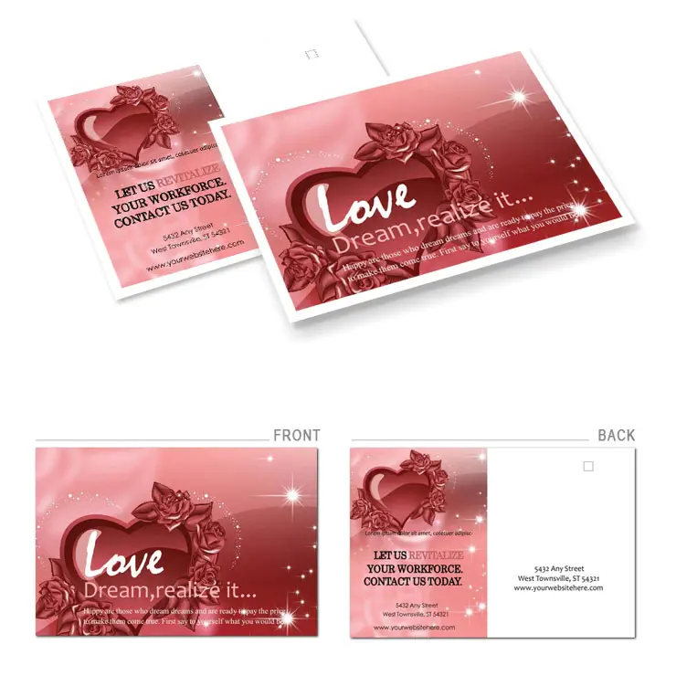 Heart with Roses Postcards template