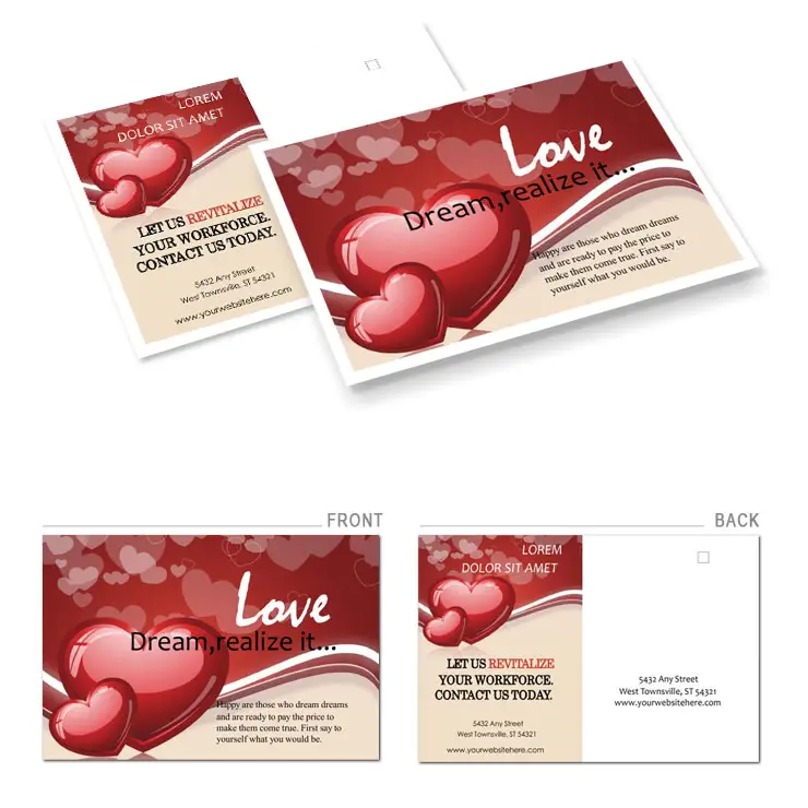 Heart on Valentines Day Postcards template