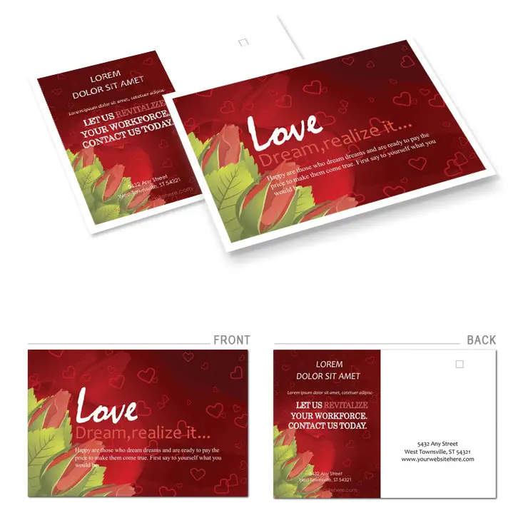 Flowers and Love Postcards template