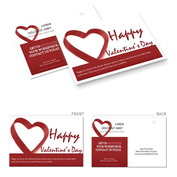 Ribbon Heart Postcards template | ImagineLayout.com