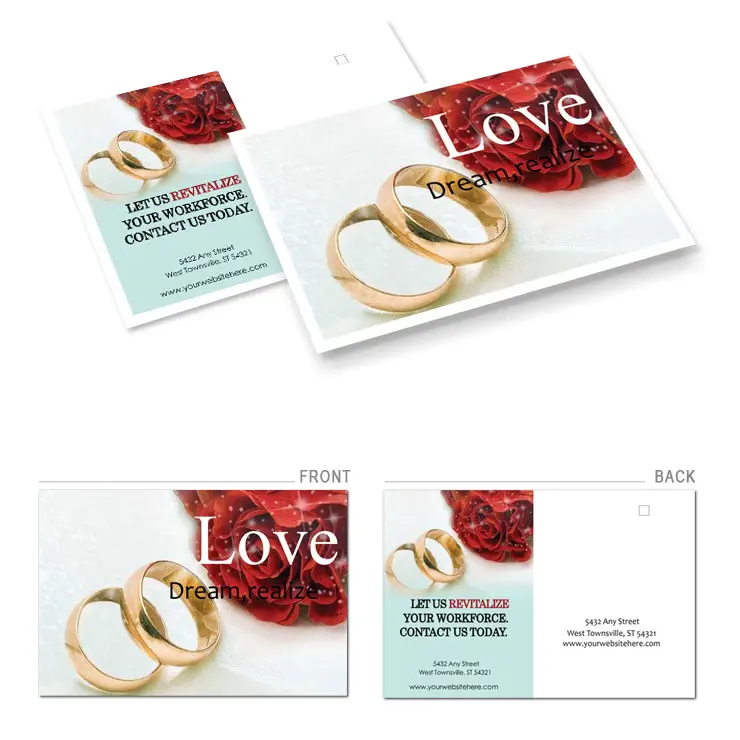 Wedding Ring and Rose Postcards template