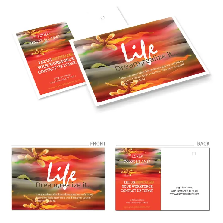 Flowers in red Fire Postcards template