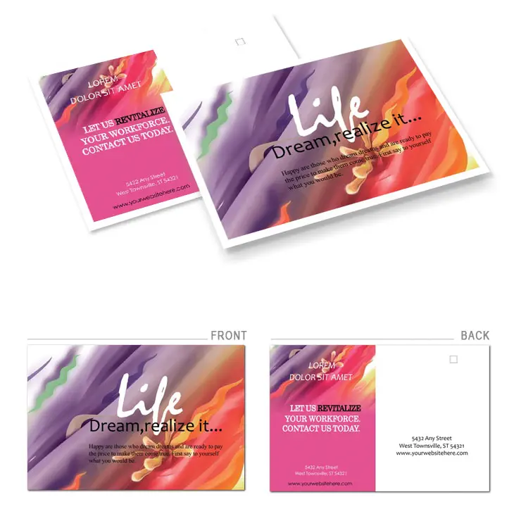 Vector red waves Postcards template