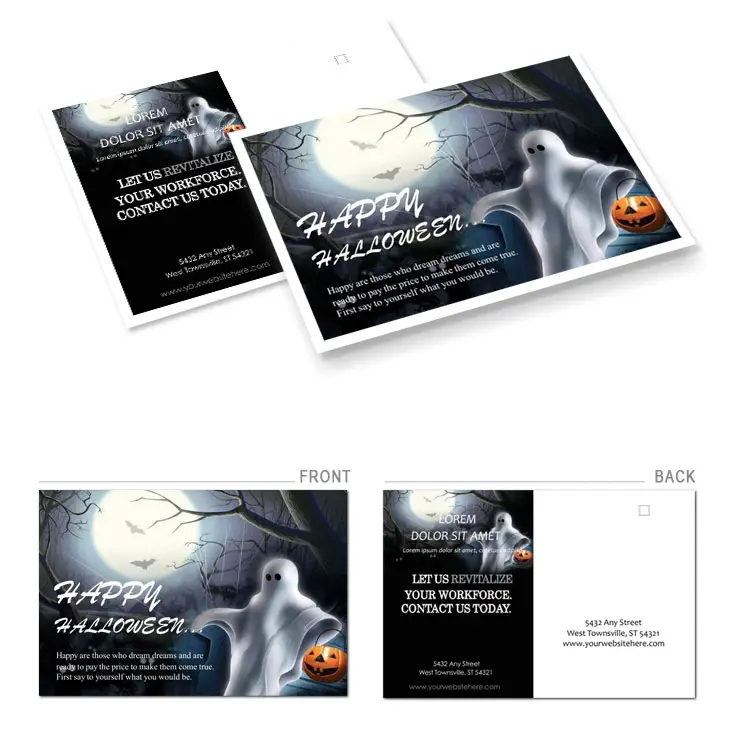 Ghost and moon Postcards template