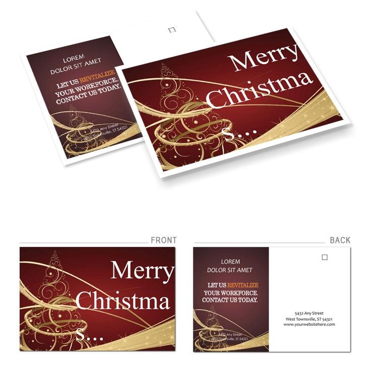 Vector Abstract Christmas Tree Postcards template