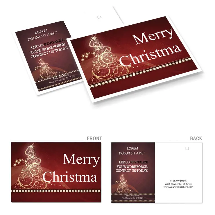 Illuminated Christmas Tree Postcards template