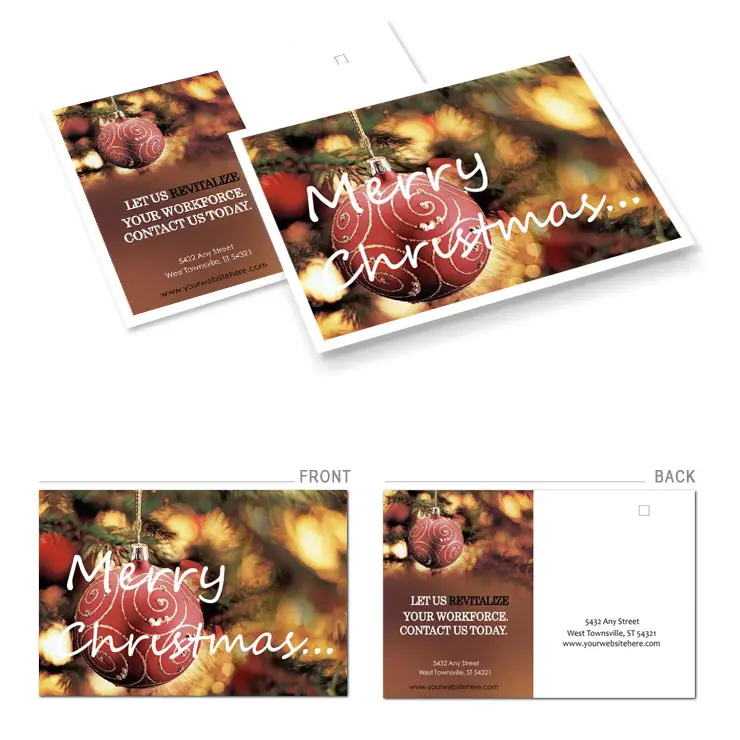 Christmas Ball and Tree Postcards template