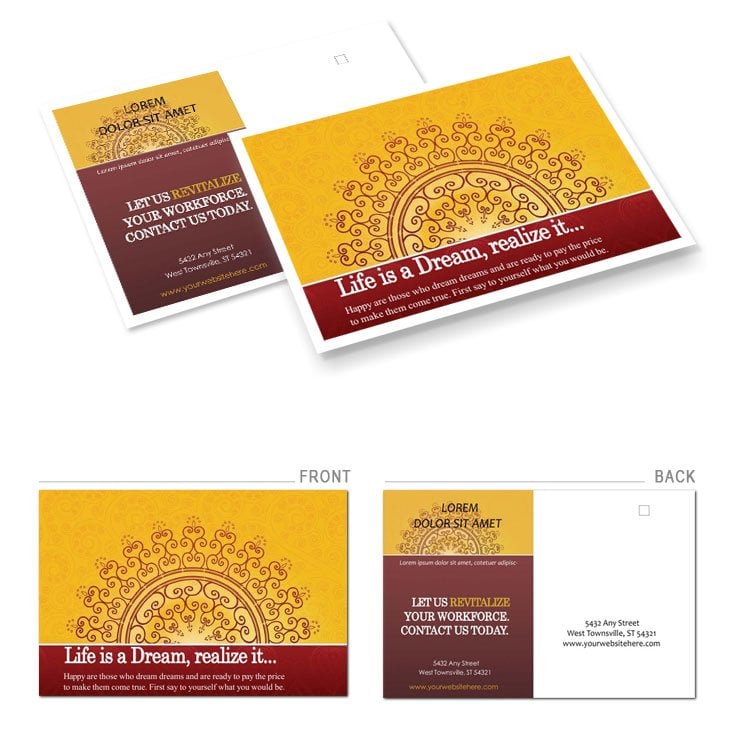 Large ornament in Indian style Postcards template
