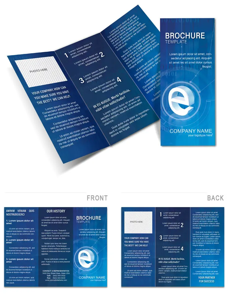 3D Internet Brochure Template for Tri-Fold Design Print