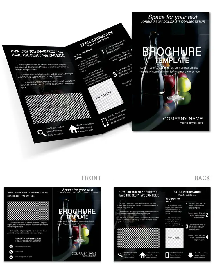 Bottle of Wine and Goblet Brochure template