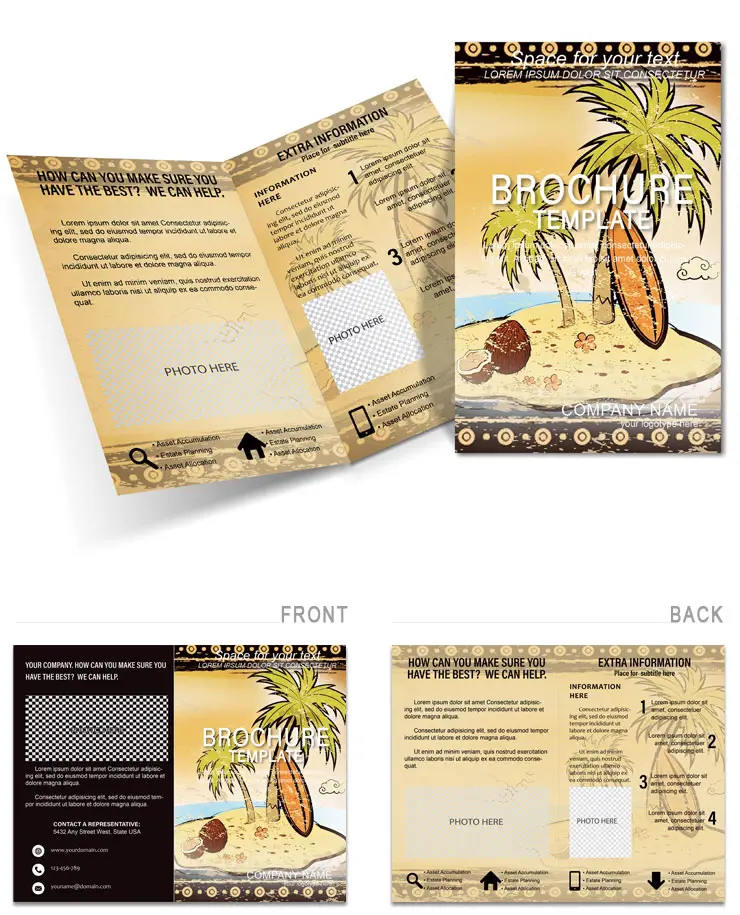 Beach Island Vacation Brochure Template - Download, Design, Print, Background