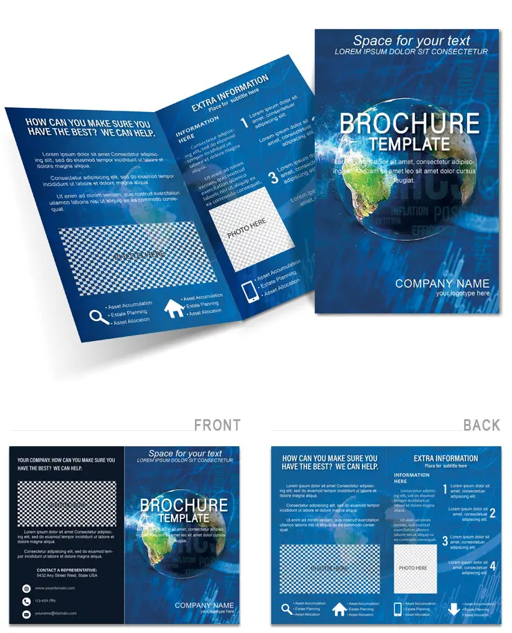 World Economy Brochure Template - Half-Fold Design for Print