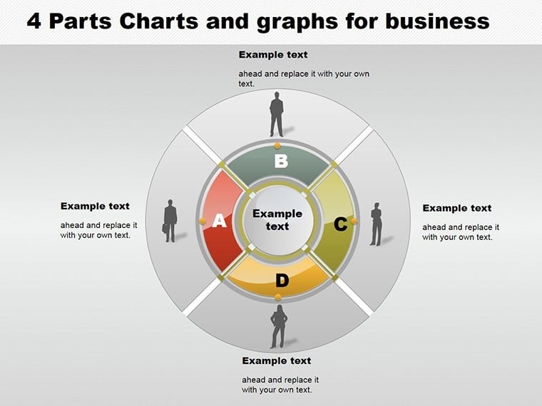 4 Parts Pie and Graphs Business Keynote charts