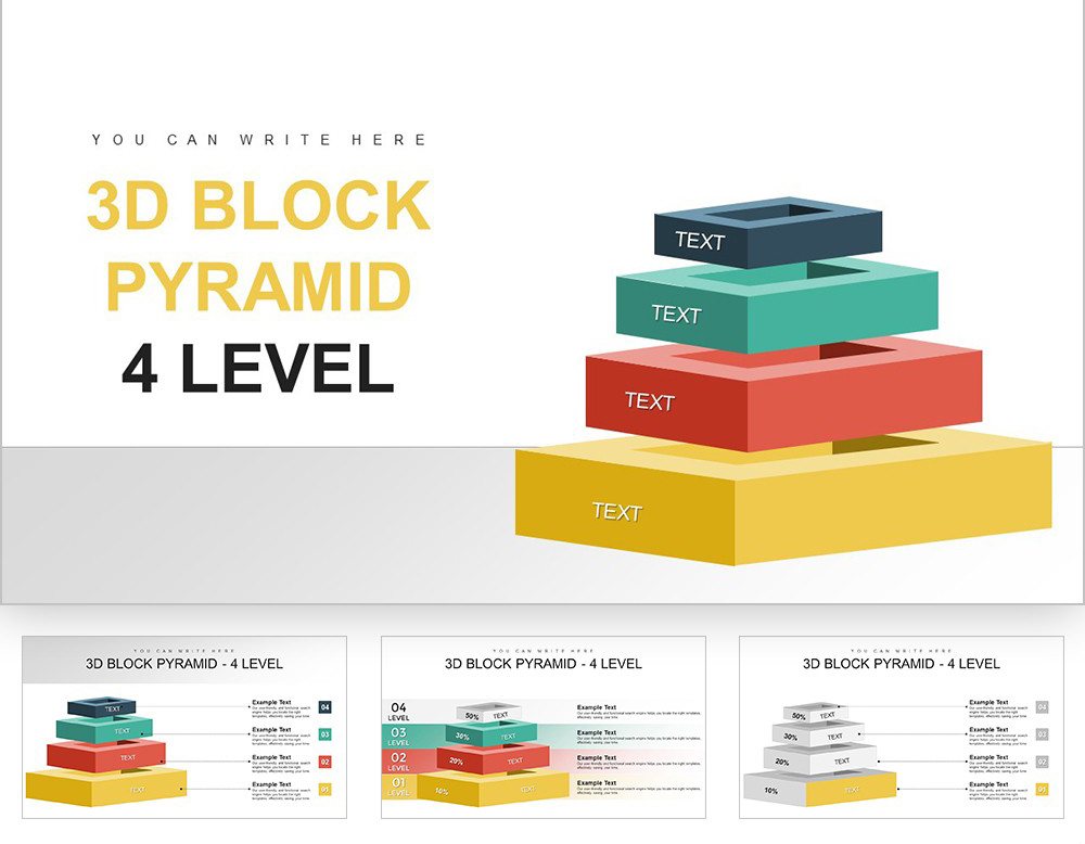 3d Block Pyramid 4 Level Keynote Charts 1331