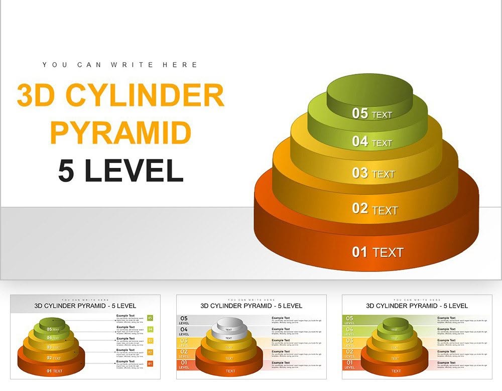3D Cylinder Pyramid 5 Five Level Keynote charts