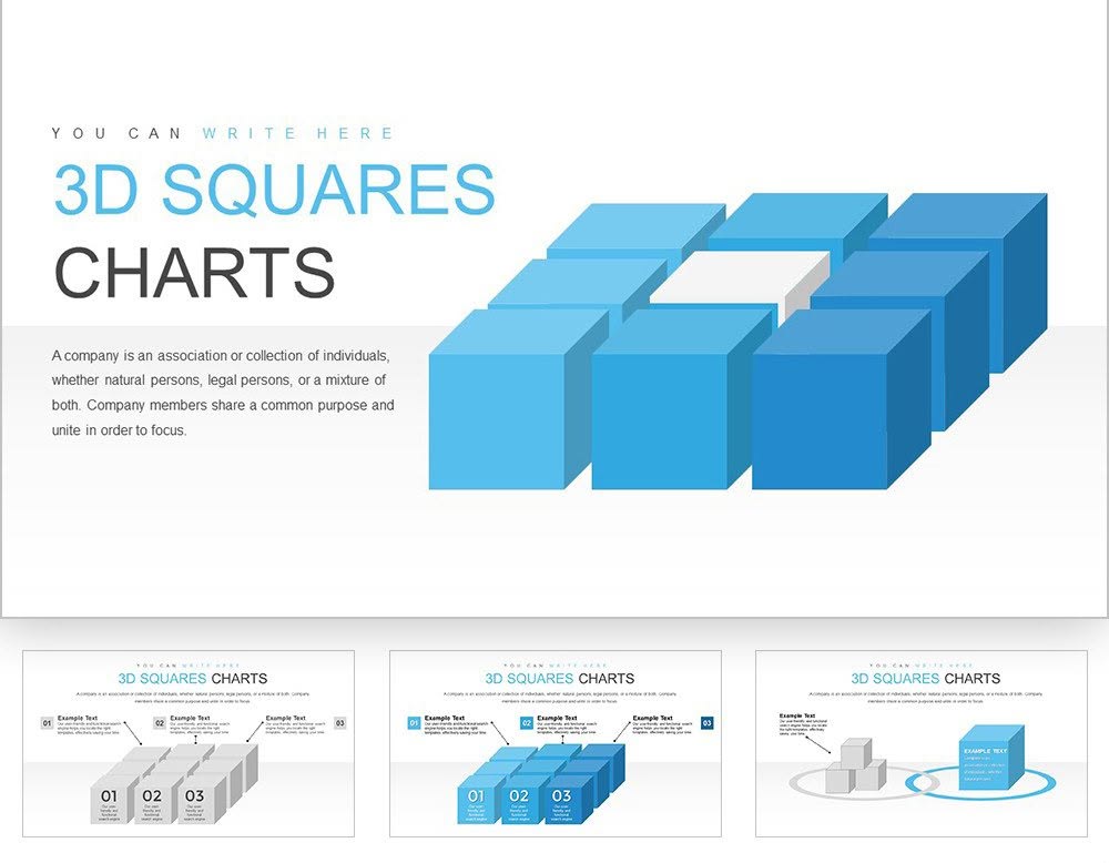3D Squares Cube Keynote charts