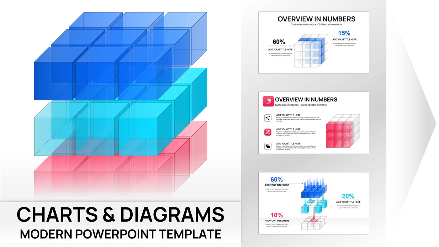 3D Cube Charts Keynote Template - Fully Editable | Instant Download