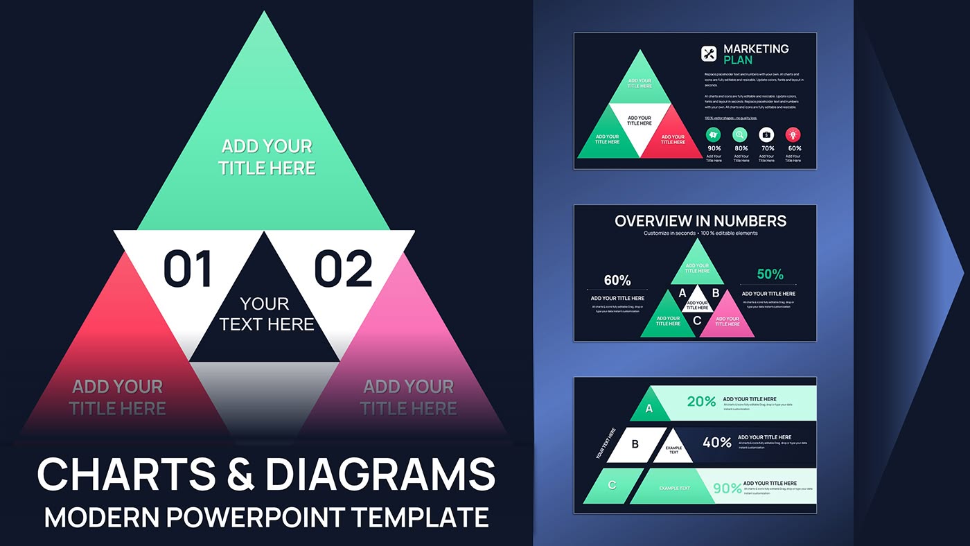 Triangle Pyramid Keynote Charts Template - Fully Editable | Instant ...