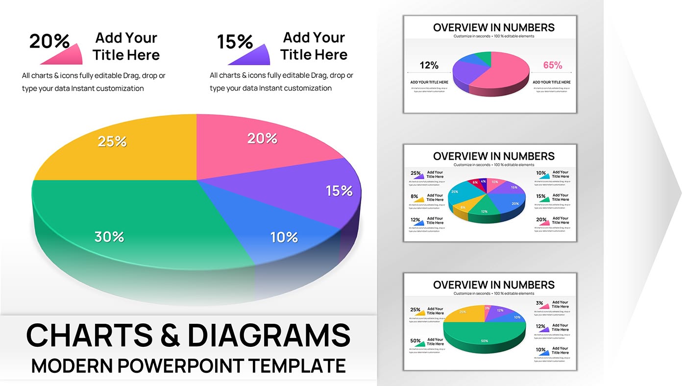 30 3D Pie Keynote Charts - Editable .key File | ImagineLayout