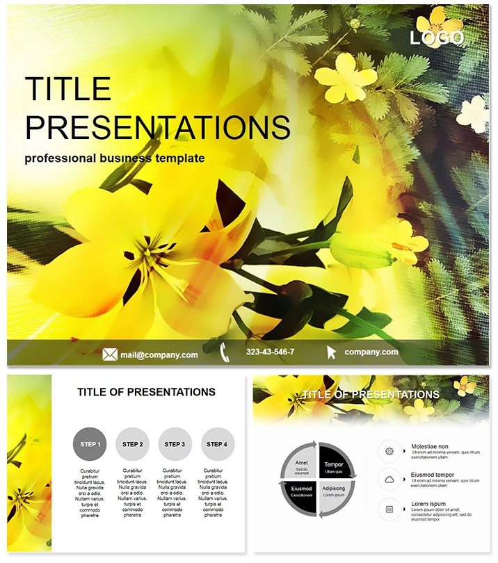 Yellow flowers as a gift Keynote templates