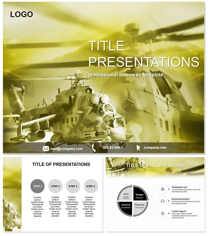 Military helicopter on a mission Keynote templates