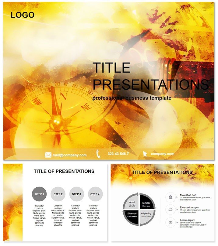 Compass on a yellow background Keynote Template