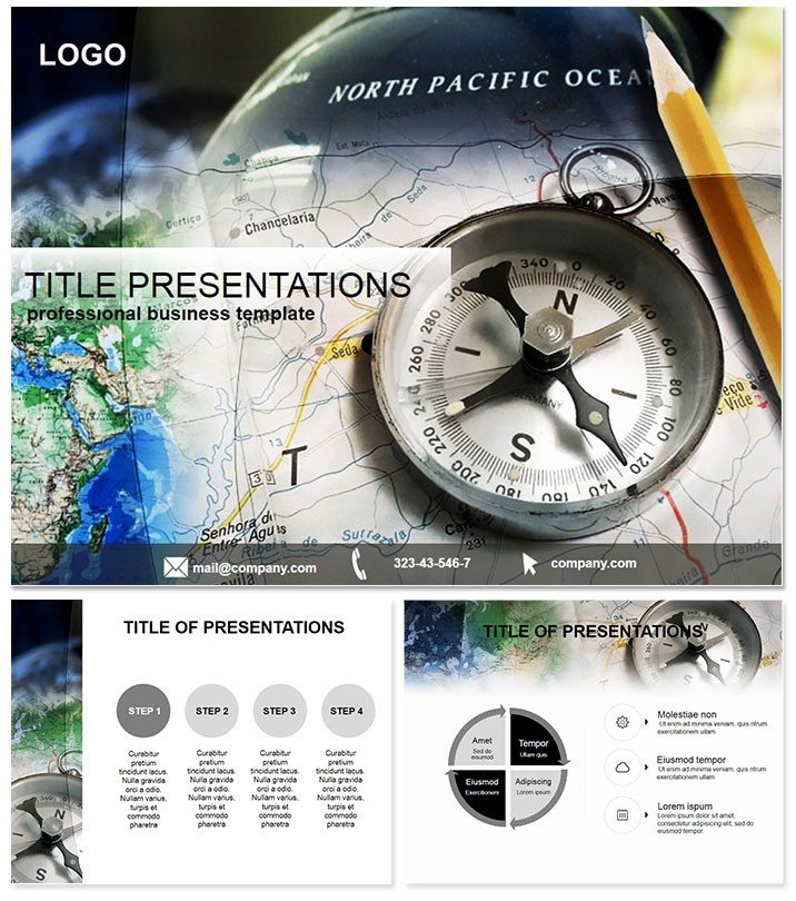 Tourist map and compass Keynote Template