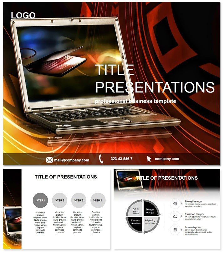 Laptop on the waves Keynotes Presentations templates