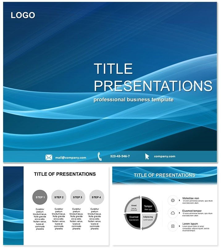 Blue Waves Background Keynote themes for presentation