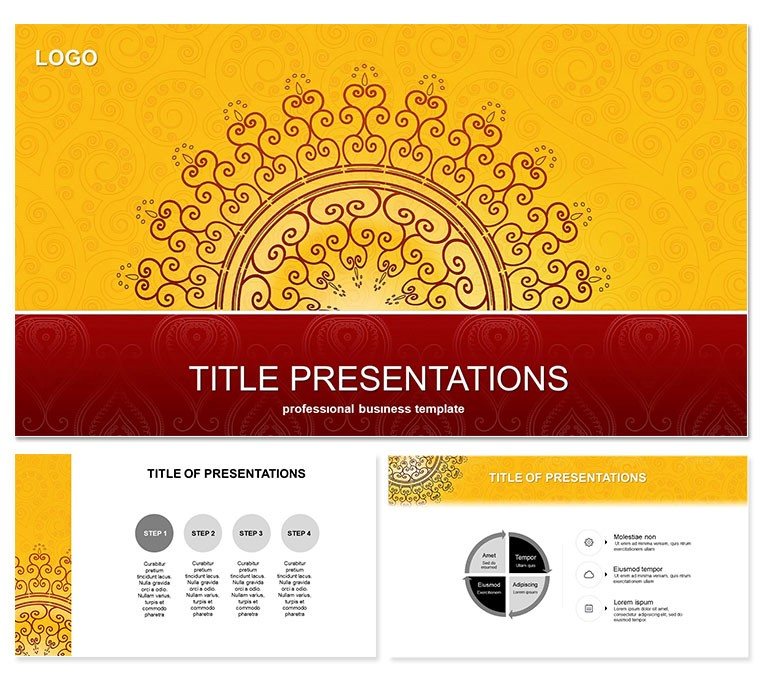 Large ornament in Indian style Keynote templates